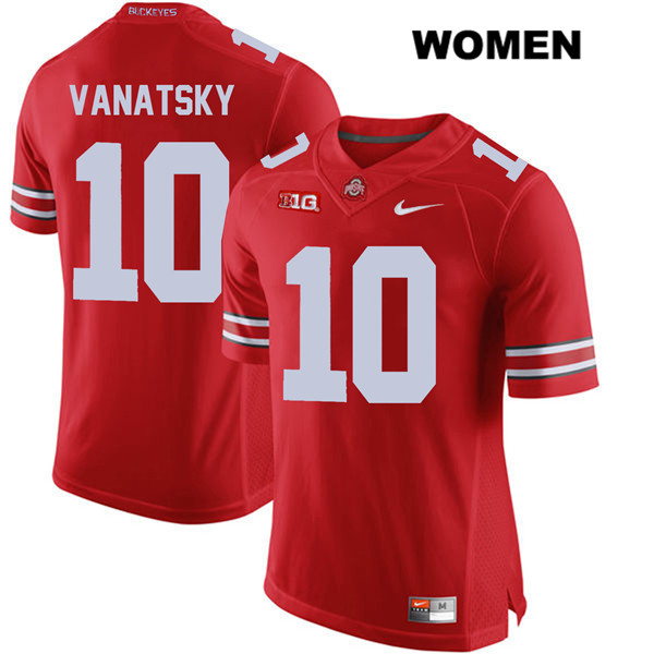 Ohio State Buckeyes Women's Daniel Vanatsky #10 Red Authentic Nike College NCAA Stitched Football Jersey LR19U36DO